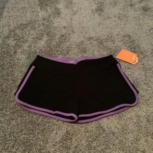 AVIA Active Shorts - Moisture Wicking - Black with Purple Trim - Small (S)